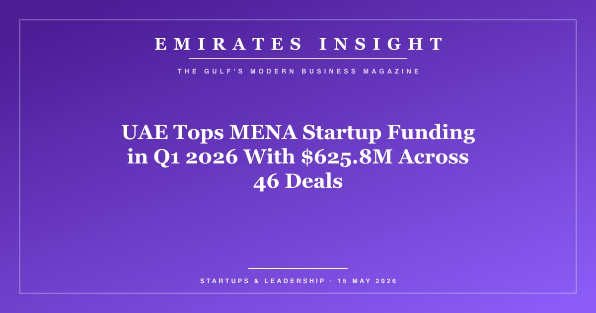 UAE Tops MENA Startup Funding in Q1 2026 With $625.8M Across 46 Deals